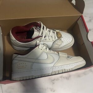 Nike White and Burgundy Women's Shoes